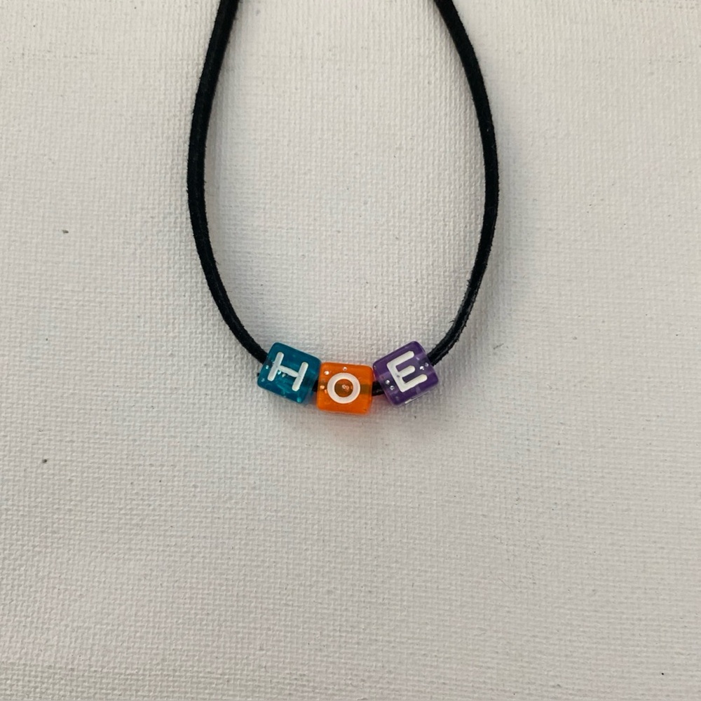 Rainbow square bead colorful choker ‘h0e’ faux suede black ddlg / 3 for $15